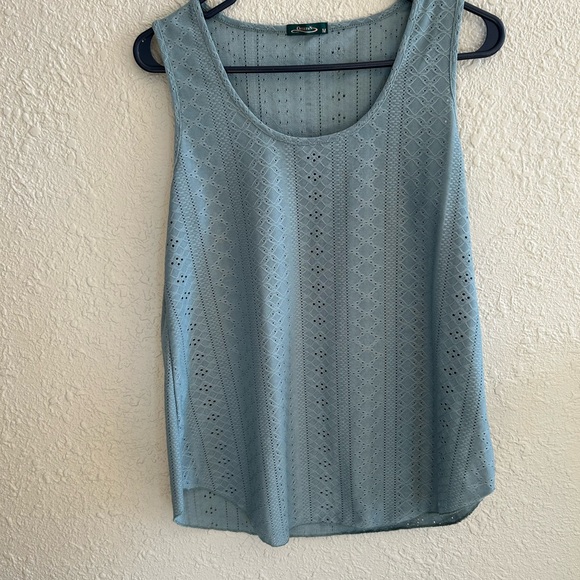 Ofeefan Tops - Chic Sleeveless Lace Blouse in Light Blue